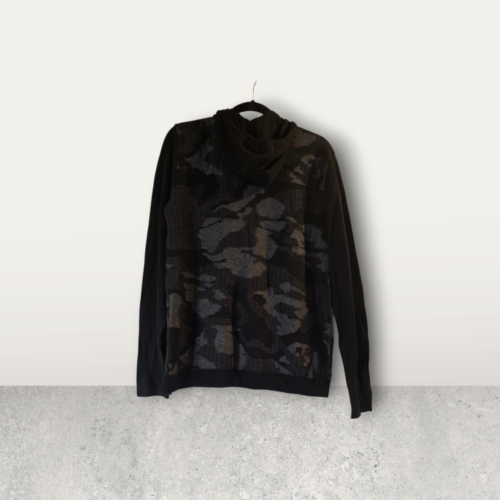 John Varvatos Gray Luxe  & Black Camo Hoodie Sweater - Picture 2 of 4
